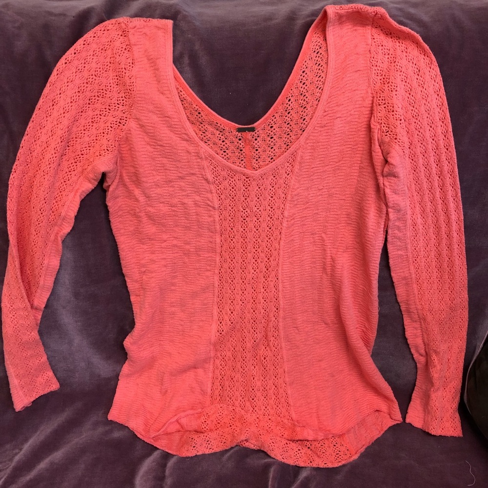 Free people pink lacy sweater